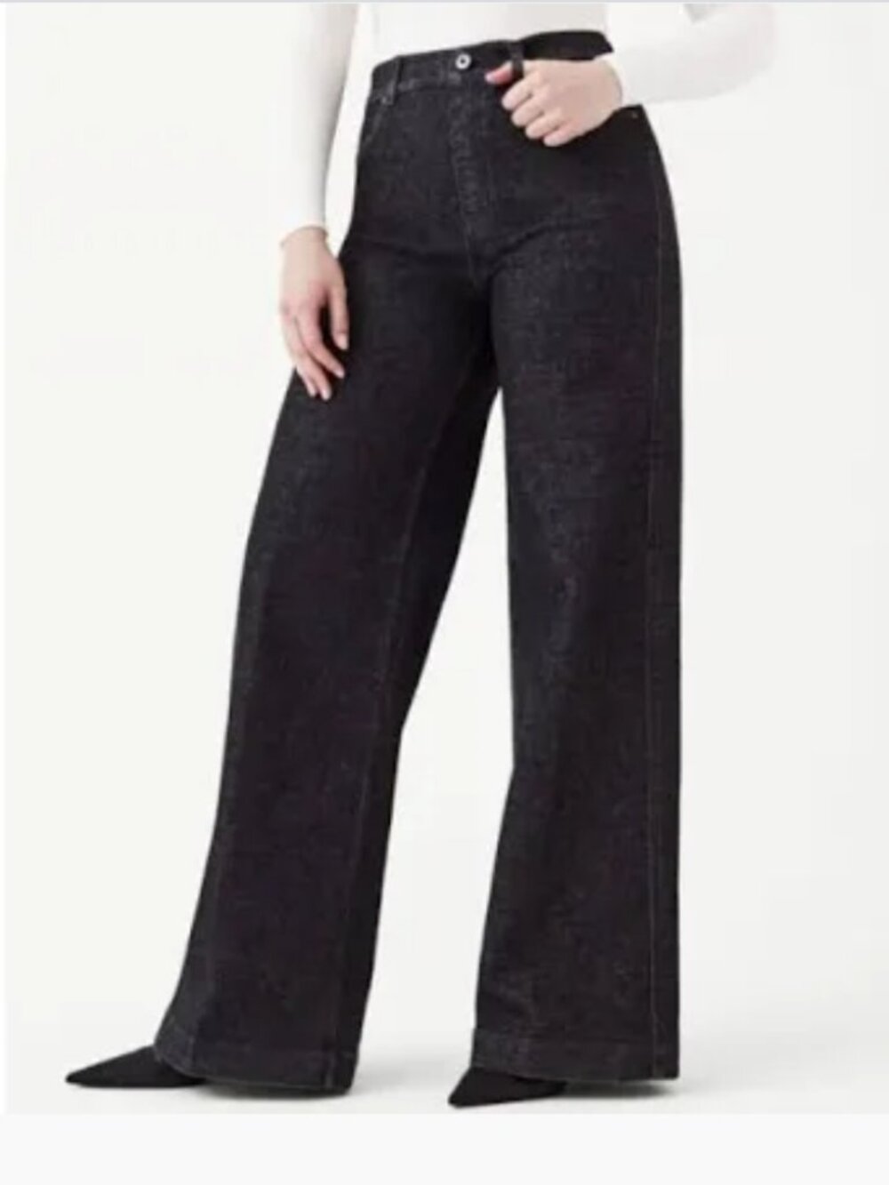 SPANX Authentic Stretch Wide Leg Trouser Jeans In Charcoal SIZE XL